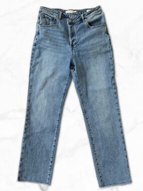 Circle of Trust Roxy Crossover Jeans High Rise Raw Hem Straight Leg Denim Size27